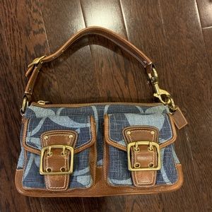 Coach denim leather bag